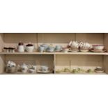 A collection of 19th century and later tea wares to include Crown Derby coffee cups and saucers,