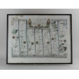 John Ogiby, four 18th century engraved road maps to London to Arundel, London to Chichester,