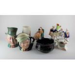 A Royal Doulton character jug 'Sairey Gamp', a Royal Doulton figurine 'Romance' and a Beswick