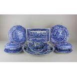 A collection of Spode Italian pattern tableware comprising a rectangular dish, two tureens and