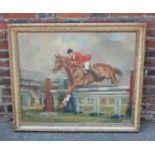 Y Thomas Sherwood La Fontaine (1915-2007), showjumper on horseback, oil on canvas, signed, 62cm by