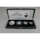 A Royal Mint UK 1998 silver proof Britannia four coin collection comprising of two pounds, one