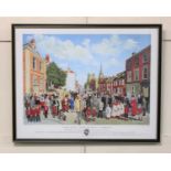 Nigel Purchase, view of local figures in West Street, Chichester, limited edition colour print