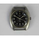 A Hamilton MOD issue gentlemans wristwatch, the signed black dial with white Arabic numerals and