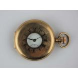 A 9ct gold half hunter pocket watch (a/f)