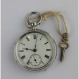 A Victorian silver cased key wind open faced gentleman's pocket watch the gilt fusee lever