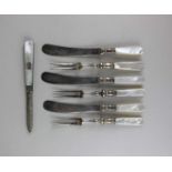 An Edward VII silver bladed fruit knife with mother of pearl handle, Sheffield 1907, together with a