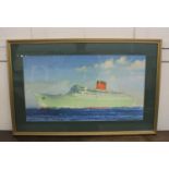 After C E Turner, RSM Caronia Cunard Cruise Liner ship, colour print, 34cm by 62cm