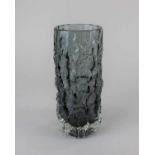 A Whitefriars glass 'bark' vase, in pewter colourway, 19.5cm high