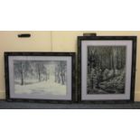 Tony Penhale, two monochrome landscape scenes, 'The Silence of the Snow' and 'Early Morning Frost