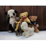 A Steiff 'Fynn' teddy bear 27cm, a Merrythought teddy bear 31cm, and two other teddy bears (a/f)