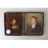 Manner of Alexander Gallaway (fl c 1794-1812?), a portrait miniature of a gentleman in brown coat,