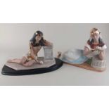Two similar Nadal ceramic reclining figures in Egyptian costume, to include one with wooden base (