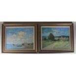 John Stephen, two oils on board comprising 'The Estuary', possibly Dell Quay, Chichester, signed,