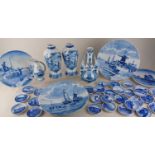 A collection of Delft and Delft style vases and plates, together with a collection of Alumina