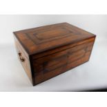A George III inlaid satinwood and mahogany travelling stationary box with sandlewood lining and
