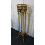 A gilt and painted jardiniere stand on four column support and curved legs (a/f missing top) ht