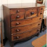 A 19th century mhogany bowfront chest of central short drawer flanked by two dummy and two other