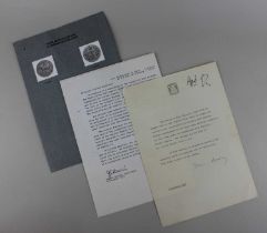 A Denis Healey hand signed letter from the Royal Mint to Her Majesty the Queen regarding designs for