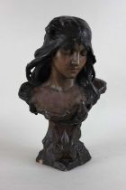Alfred Jean Foretay (1861-1944) an Art Nouveau bust of a woman, Odette 45cm