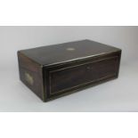 A Victorian rosewood and brass bound campaign style writing slope 46cm