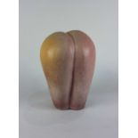 A 20th century studio pottery sculptual form with peach coloured glaze no maker's marks approx