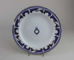 A Copeland porcelain plate from The Royal Yacht Victoria and Albert, decorated in blue and gilt with