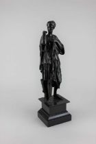 A classical bronze figure of a robed woman on plinth 41cm high including base (a/f - chips to base)