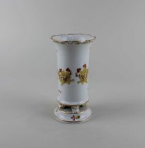 A Meissen porcelain vase decorated with yellow dragons and bird on white ground 14cm high