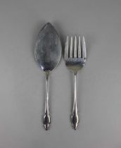 A George V silver cake fork and slice maker Cooper Brothers & Sons, Sheffield 1935, 7oz 26cm