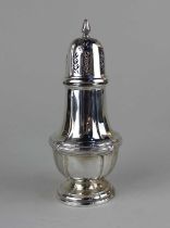 A George V silver sugar caster baluster shape with slide on top, maker Charles and Richard Comyns,