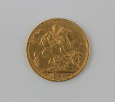 An Edward VII gold sovereign dated 1906