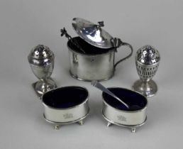 A George IV silver pepper, with engraved swag decoration, London 1827, 8.5cm high, and a silver