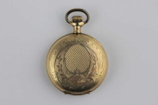 An Eaton gilt metal fob watch, the white enamel dial with Arabic numerals and subsidiary seconds,