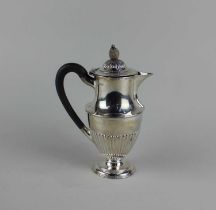 A Victorian silver jug baluster demi reed with domed lid, maker Atkin Brothers, Sheffield 1896,