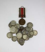 A group of British, mostly silver coins, to include five Victorian half crowns, four Victorian