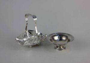 An Edward VIII silver basket rectangular pierced form with swing handle, maker G Bryan & Co.
