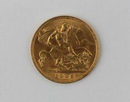 An Edward VII gold half sovereign dated 1906