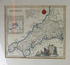 A Thomas Kitchin map of Cornwall 20cm by 23cm, together with Archer, J., map of Sussex 19cm by 24cm
