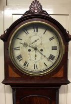 A 19th century mahogany inlaid longcase clock, the circular 11 1/2 inch enamel dial inscribed W