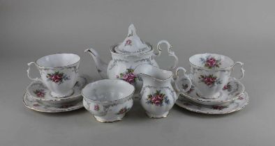 A Royal Albert porcelain 'Tranquillity' pattern bachelor's tea service comprising small teapot, milk