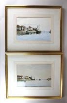 20th century school, two views of Portsmouth Harbour, watercolour, unsigned, largest 19cm by 29cm