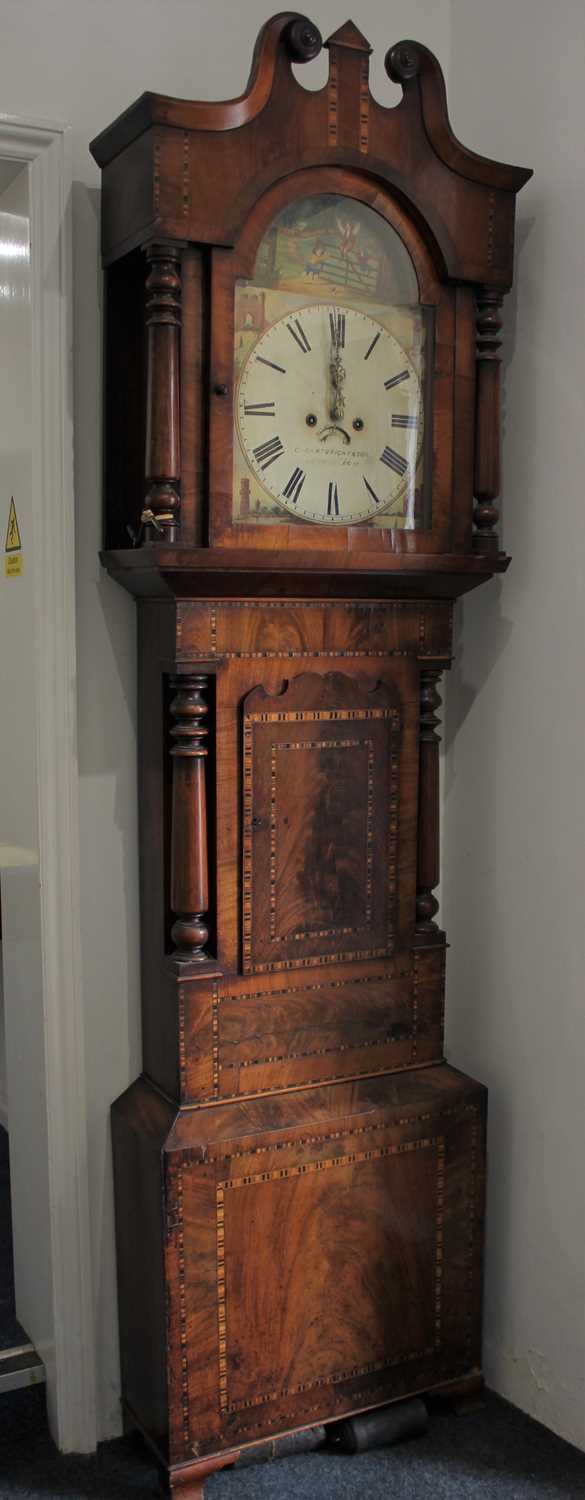 A George III inlaid and parquetry banded mahogany longcase clock, with striking and chiming eight- - Image 2 of 2