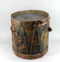 A painted drum with Royal Coat of Arms 41cm high