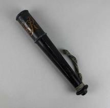 A Victorian short police truncheon, painted with gilt crown and VR cypher 31cm long