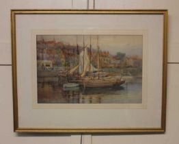 Thomas Kingston (late 19th/early 20th century), moored boats, watercolour, signed and dated 1907,