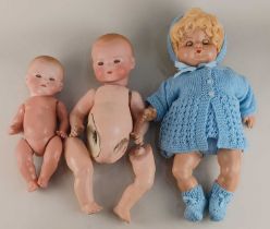 Two Armand Marseilles bisque head dolls, marked 341/3K and 341/4K, on associated bodies (bodies a/