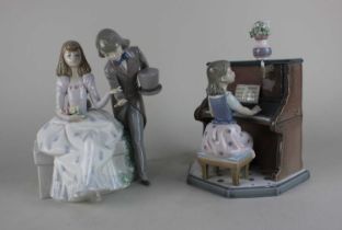 A Lladro Courting Time of a young couple together with a piano playing girl (a/f)