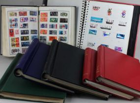 Six albums of British and World stamps (part full) to include the Stamford Stamp Album and some