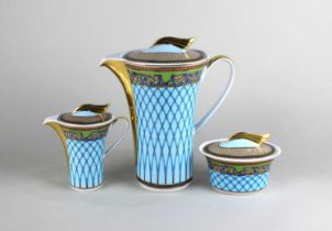 A Rosenthal Versace 'Russian Dream' pattern three piece coffee set, comprising coffee pot, milk